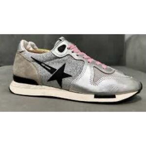 Rare  Golden Goose Running  Sneakers Silver Glitter in Dove-gray Suede Size 38